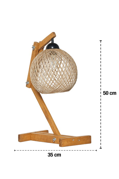 Opviq Lámpara de Mesa Beehive en Madera de Pino y Yute